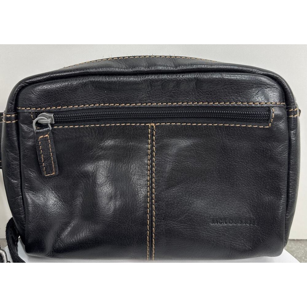 Jack Georges Voyager Black Buffalo Leather Travel Belt Bag Crossbody - Picture 3 of 9